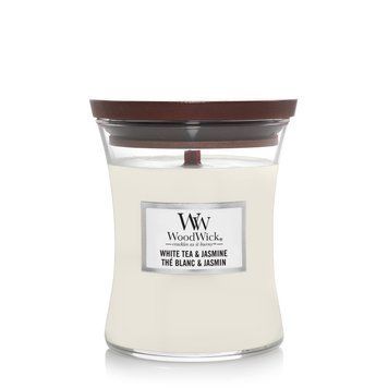 Ароматична свічка з ніжним ароматом Woodwick Medium White Tea & Jasmine 275 г 92062E фото