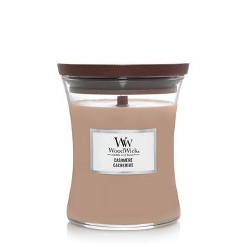 Ароматическая свеча Woodwick Medium Cashmere с ароматом айвы, ириса и кедра 1720908E фото