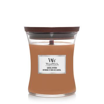 Ароматична свічка з нотами червоного дерева, евкаліпта та амбри Woodwick Medium Santal Myrrh 275 г 1743603E фото