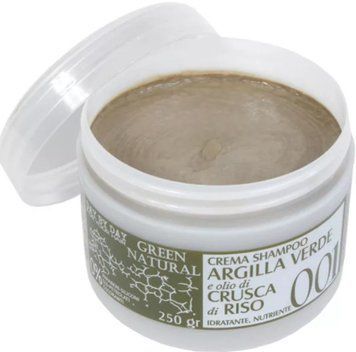 Крем шампунь Alan Jey Green Natural Crema Shampoo із зеленою глиною та олією рисових висівок 250 мл 1439 фото