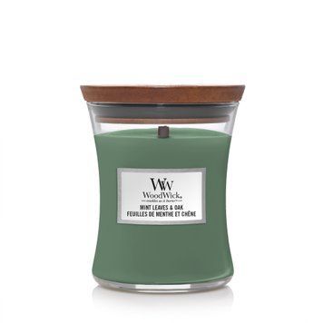 Ароматична свічка з нотами м'яти та дуба Woodwick Medium Mint leaves & Oak 275 г 1721697E фото